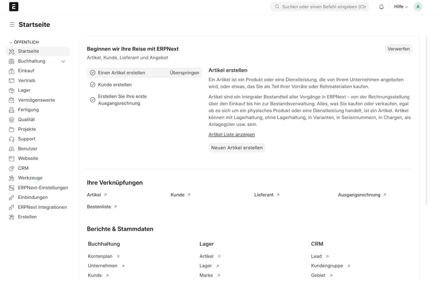 Darstellung einer ERP-Software. Es ist das Layout der Software zu sehen.