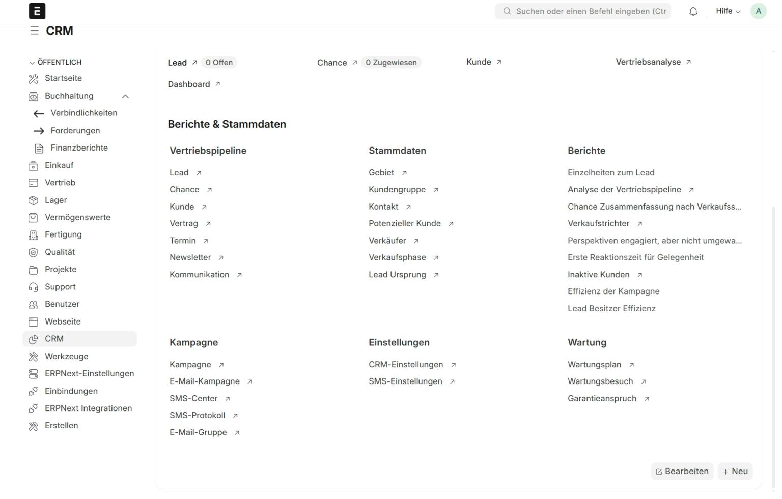 Darstellung einer ERP-Software. Es ist das Layout der Software zu sehen.