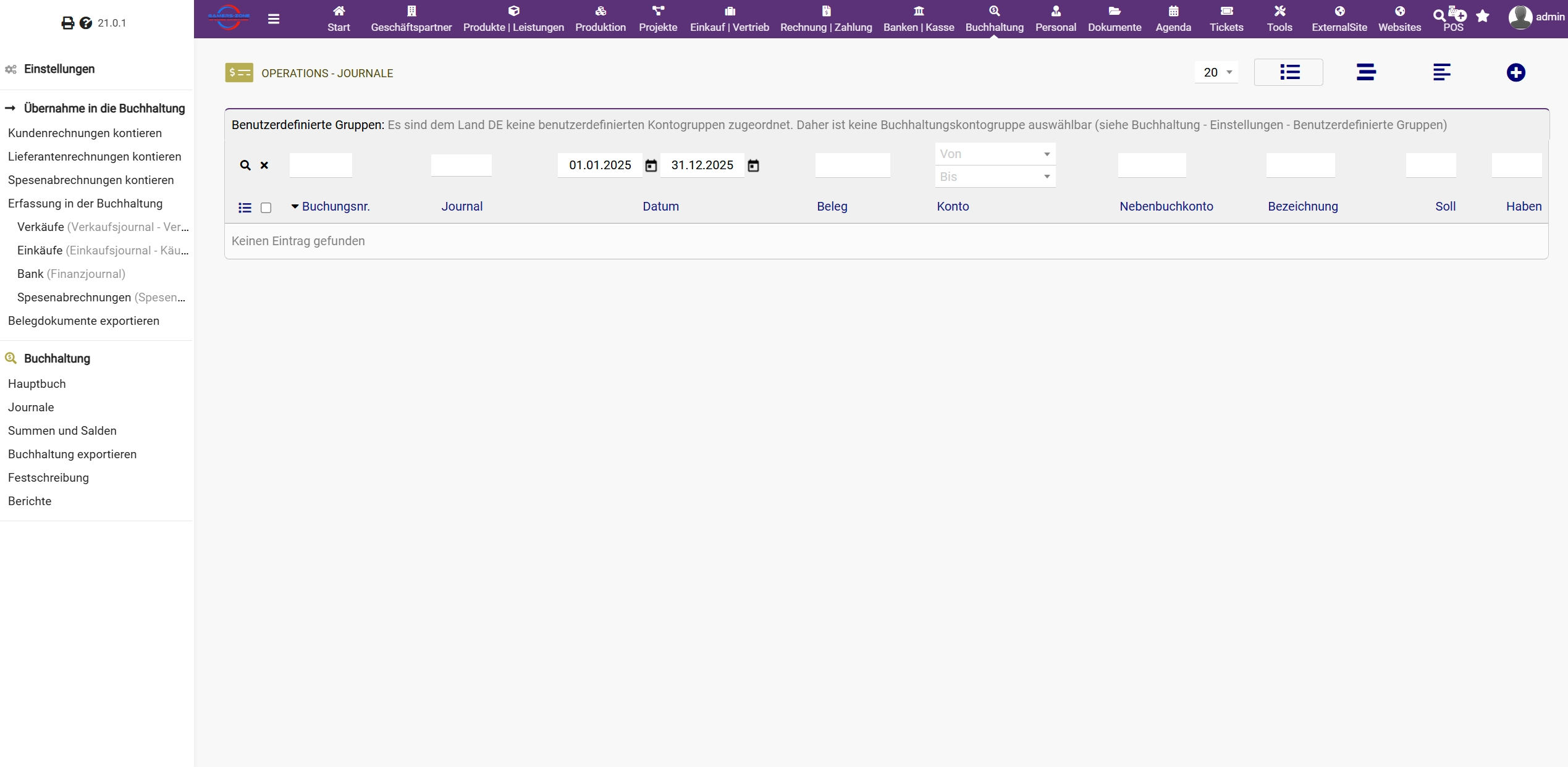 Darstellung einer ERP-Software. Es ist das Layout der Software zu sehen.